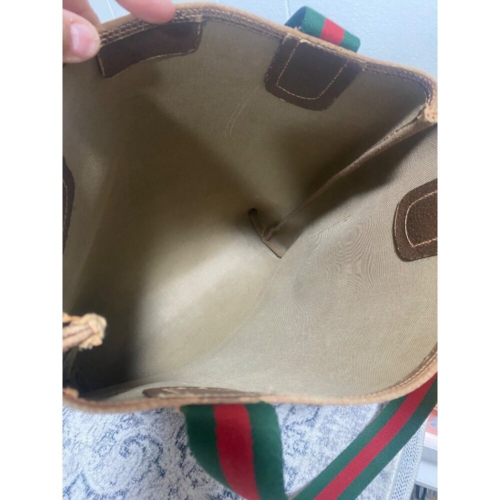 Vintage Gucci GG Supreme Monogram Sherry Line Canvas Tote Bag in Tan Brown - Picture 7 of 10